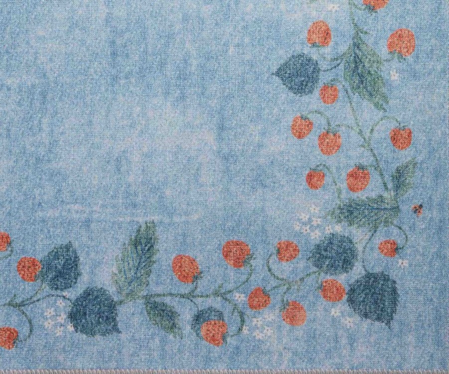 Home RIFLE PAPER Co. Scatter | Atelier Strawberries Periwinkle Non-Slip Rug|Atelier Strawberries Periwinkle Non-Slip Rug