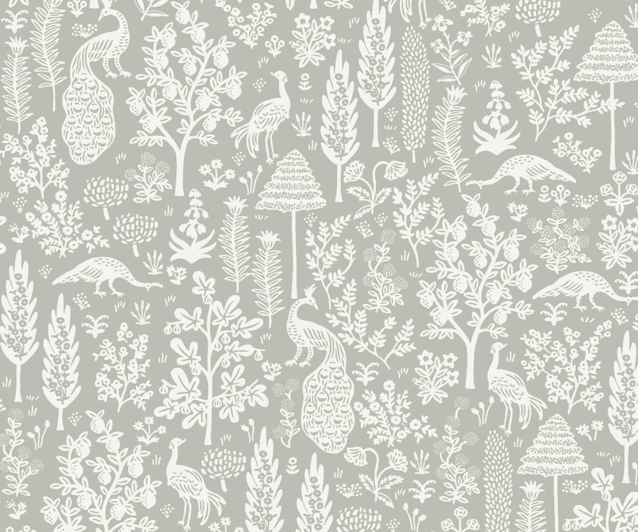 Home RIFLE PAPER Co. Traditional | Menagerie Toile Wallpaper|Menagerie Toile Emerald & Metallic Gold Wallpaper Double Roll