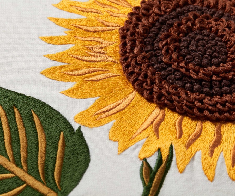 Home RIFLE PAPER Co. Floral | Sunflower Embroidered Pillow|Sunflower Embroidered Pillow-Cream