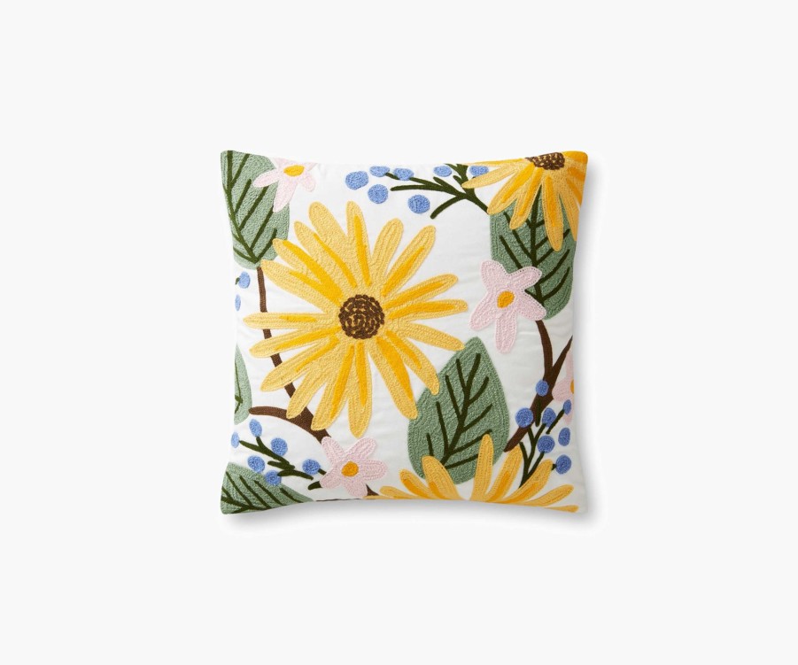 Home RIFLE PAPER Co. Floral | Dandelion Embroidered Pillow|Dandelion Blush Embroidered Pillow