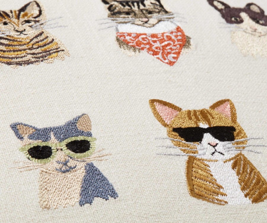 Home RIFLE PAPER Co. Figurative | Cool Cats Embroidered Pillow|Cool Cats Embroidered Pillow-Cream