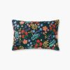 Home RIFLE PAPER Co. Floral | Wildwood Garden Embroidered Lumbar Pillow|Wildwood Garden Black Embroidered Lumbar Pillow