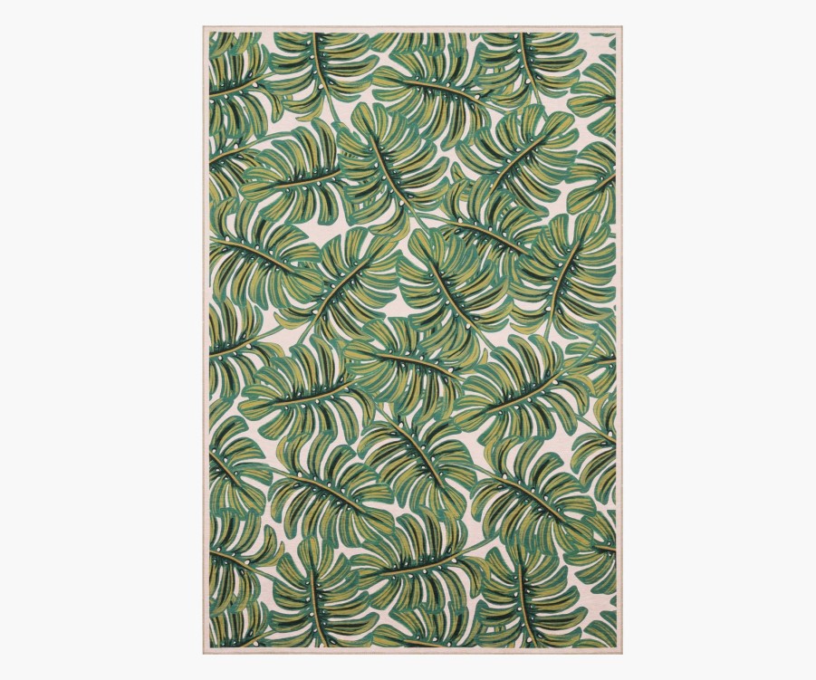 Home RIFLE PAPER Co. Statement | Veranda Monstera Cream Outdoor Rug|Veranda Monstera Cream Outdoor Rug