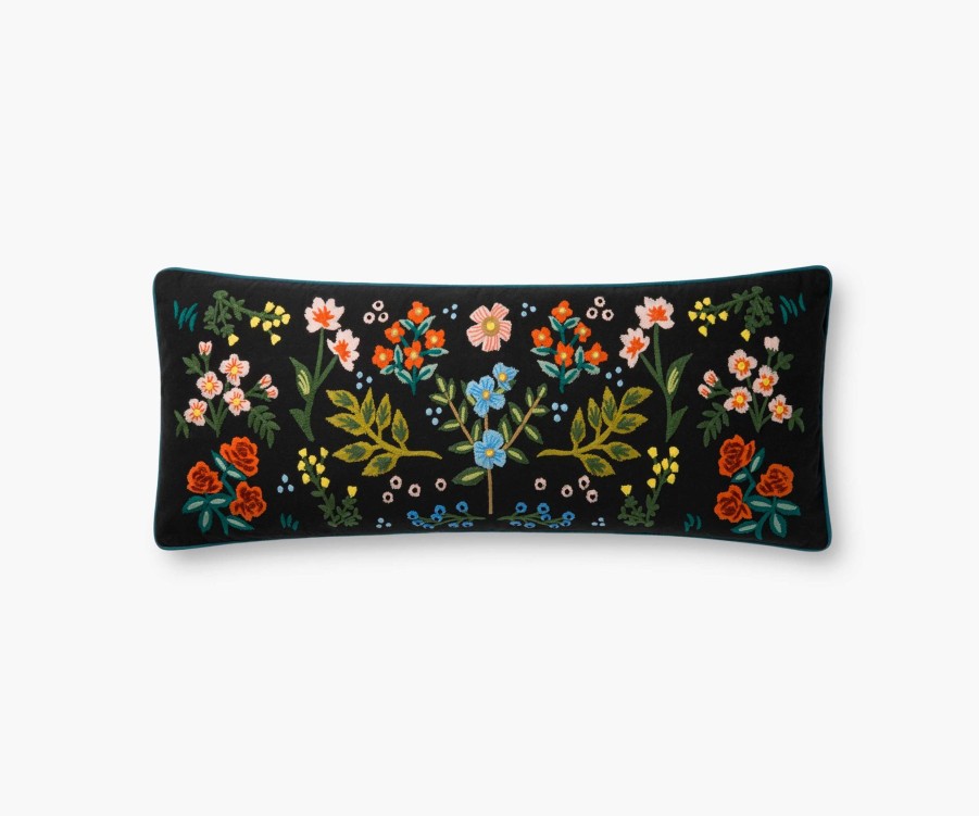 Home RIFLE PAPER Co. Floral | Wildwood Embroidered Pillow|Wildwood Embroidered Pillow-Black