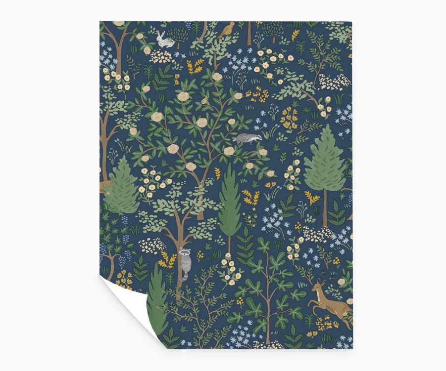 Home RIFLE PAPER Co. Peel & Stick | Woodland Peel & Stick Wallpaper Sample|Woodland Navy Peel & Stick Wallpaper Sample