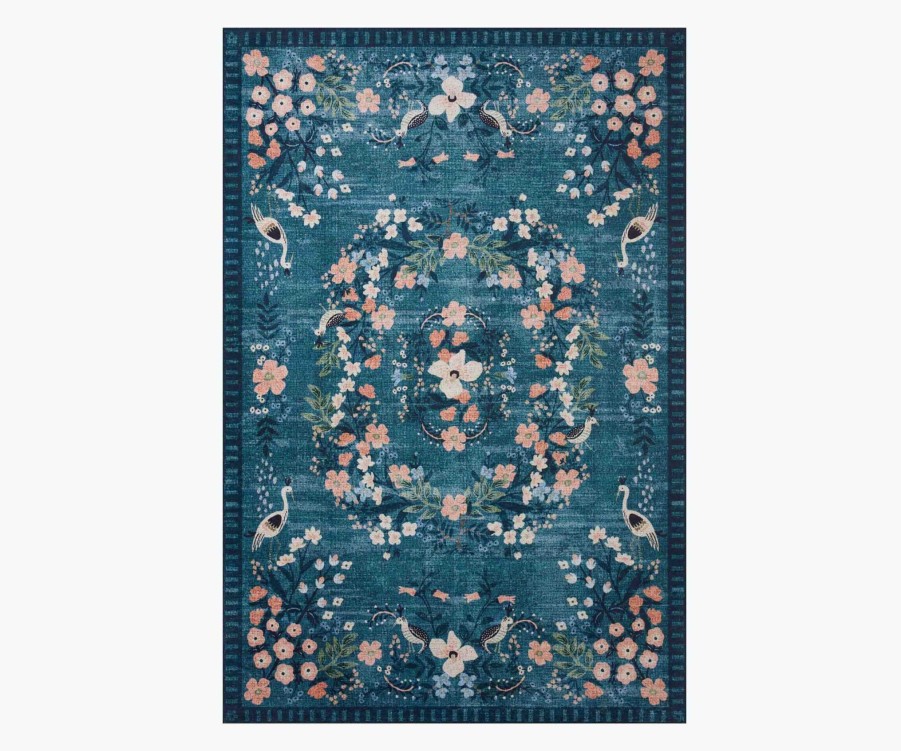 Home RIFLE PAPER Co. Statement | Palais Luxembourg Teal Printed Rug|Palais Luxembourg Teal Printed Rug