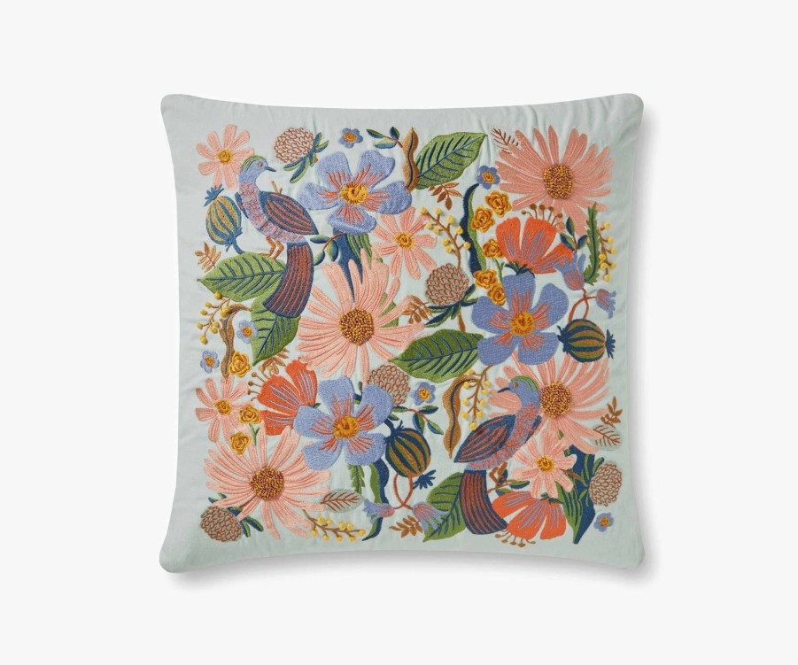 Home RIFLE PAPER Co. Floral | Dovecote Embroidered Pillow|Dovecote Black Embroidered Pillow