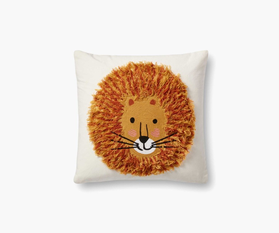 Home RIFLE PAPER Co. Figurative | Lion Embroidered Pillow|Lion Embroidered Pillow-Ivory