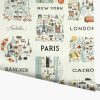 Home RIFLE PAPER Co. Traditional | City Maps Wallpaper|City Maps Grey & Gold Wallpaper Double Roll