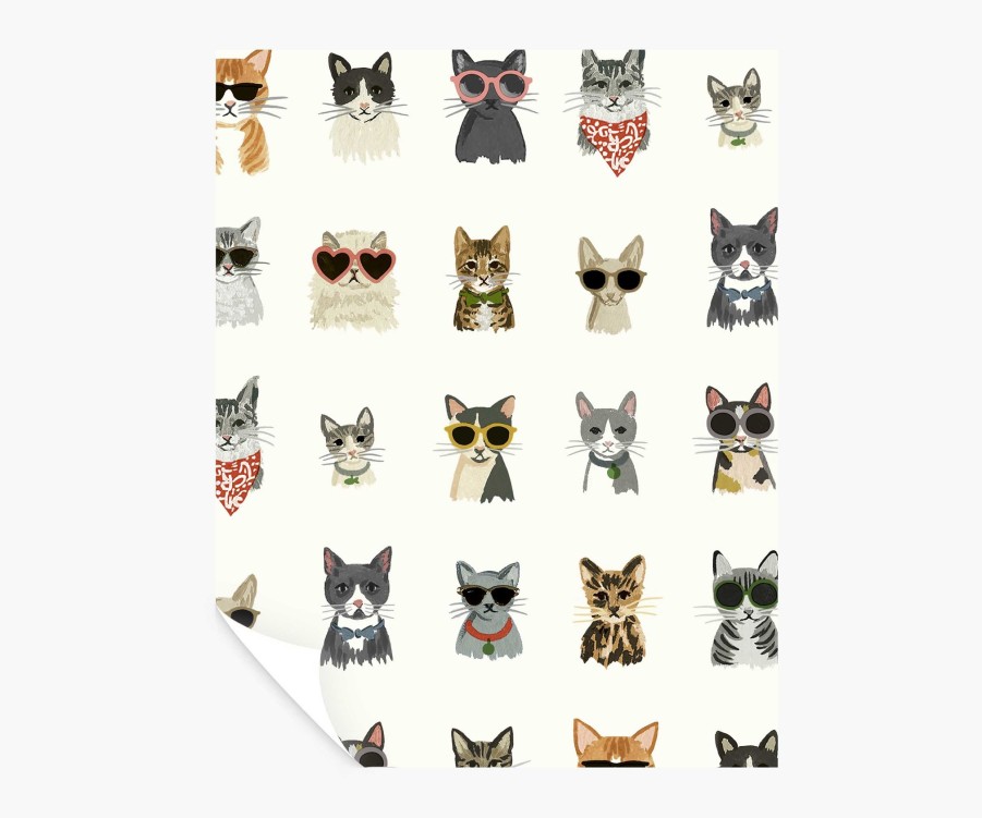 Home RIFLE PAPER Co. Peel & Stick | Cool Cats Peel & Stick Wallpaper Sample|Cool Cats Grey & Gold Peel & Stick Wallpaper Sample