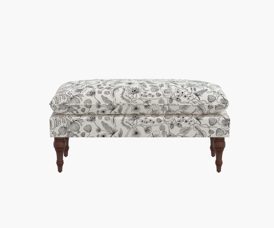 Home RIFLE PAPER Co. Benches | Flora Bench| Black & Cream Flora Bench With Leg