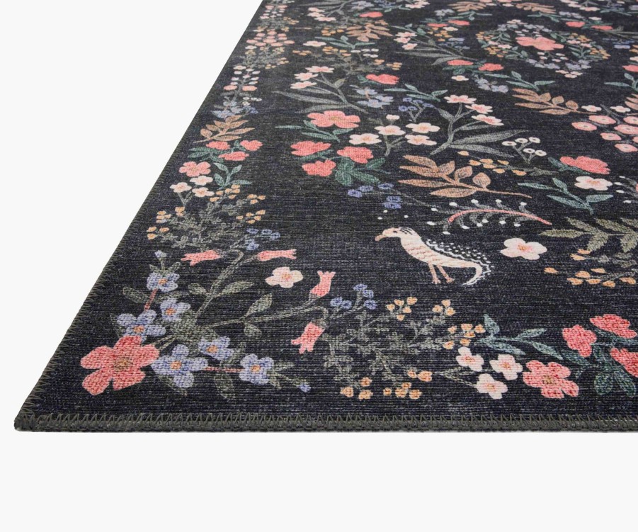 Home RIFLE PAPER Co. Statement | Maison Tuileries Printed Rug|Maison Tuileries Black Power-Loomed Rug 2.3X3.9