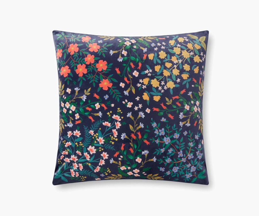 Home RIFLE PAPER Co. Floral | Wildwood Velvet Pillow|Wildwood Navy Velvet Pillow