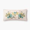 Home RIFLE PAPER Co. Floral | Botanical Embroidered Lumbar Pillow|Botanical Embroidered Pillow-Blue