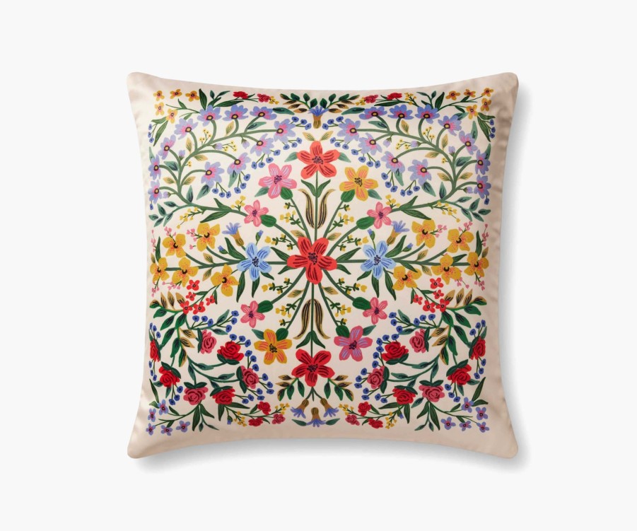 Home RIFLE PAPER Co. Floral | Floral Medallion Printed Pillow|Floral Medallion Cream Printed Pillow