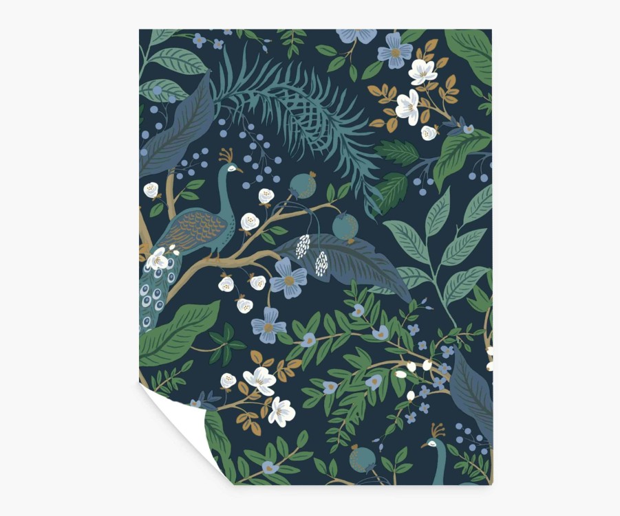 Home RIFLE PAPER Co. Peel & Stick | Peacock Garden Peel & Stick Wallpaper Sample|Peacock Garden Navy Peel & Stick Wallpaper Sample