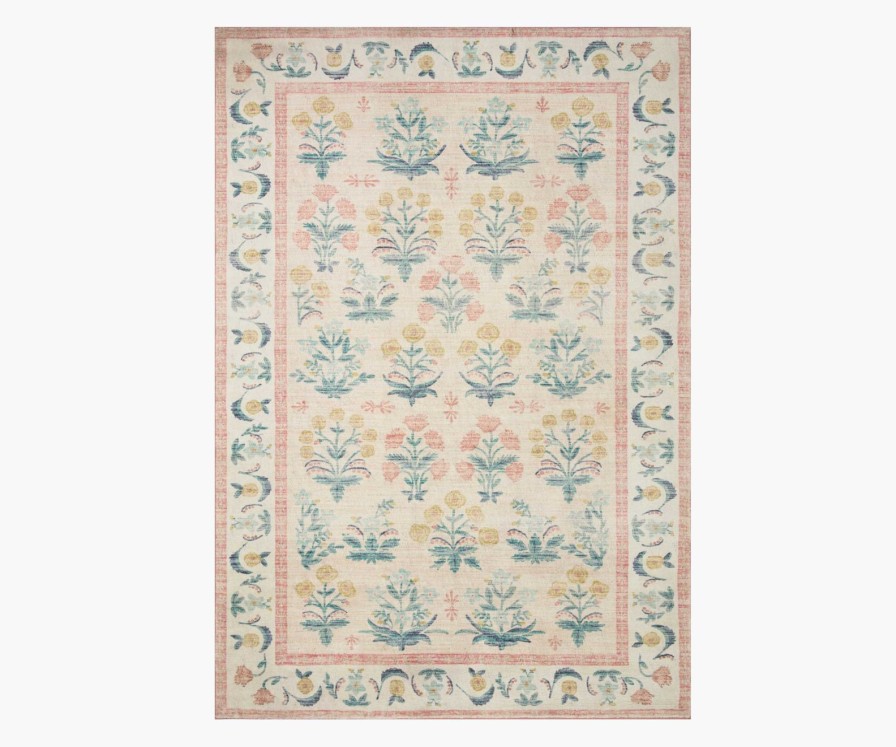 Home RIFLE PAPER Co. Statement | Eden Mughal Rose Printed Rug|Eden Mughal Rose Moss Power-Loomed Rug 2.3X3.9