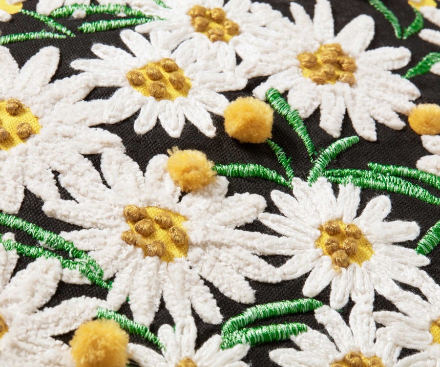 Home RIFLE PAPER Co. Floral | Daisies Embroidered Pillow|Daisies Embroidered Pillow-Charcoal