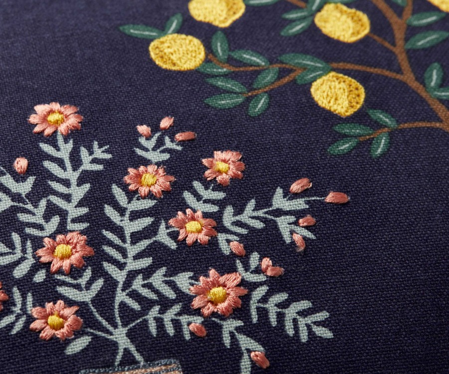 Home RIFLE PAPER Co. Floral | Topiary Embroidered Pillow|Topiary Embroidered Pillow-Navy