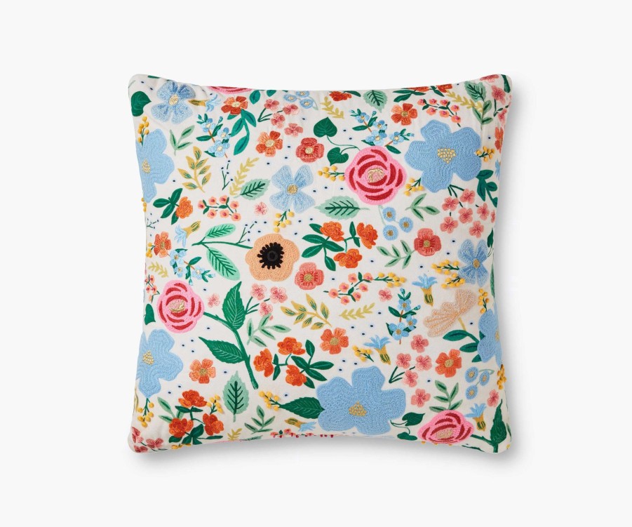 Home RIFLE PAPER Co. Floral | Wild Rose Embroidered Pillow|Wild Rose Embroidered Pillow-Cream