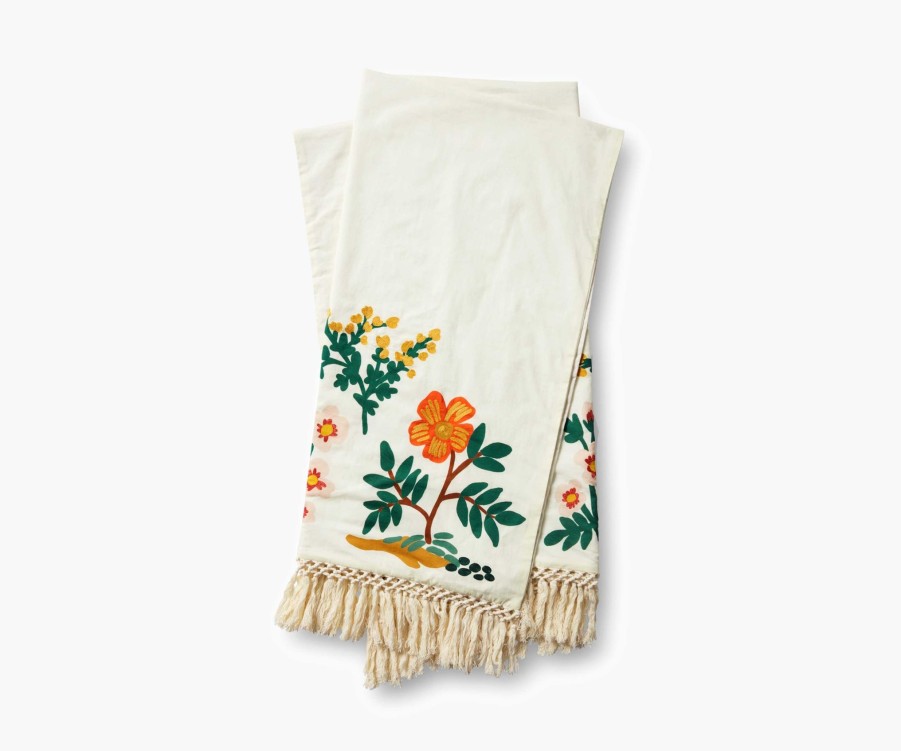 Home RIFLE PAPER Co. Throws | Wildwood Embroidered Throw|Wildwood Ivory Embroidered Throw