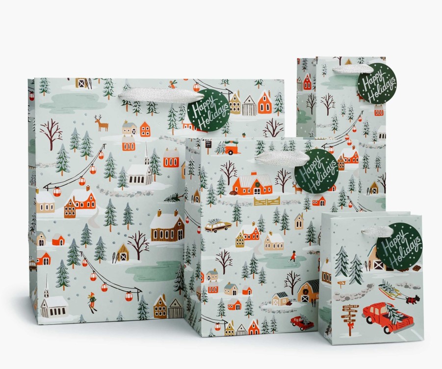 Cards & Occasions RIFLE PAPER Co. Gift Bags | Holiday Village Gift Bag|Holiday Village Large Gift Bag