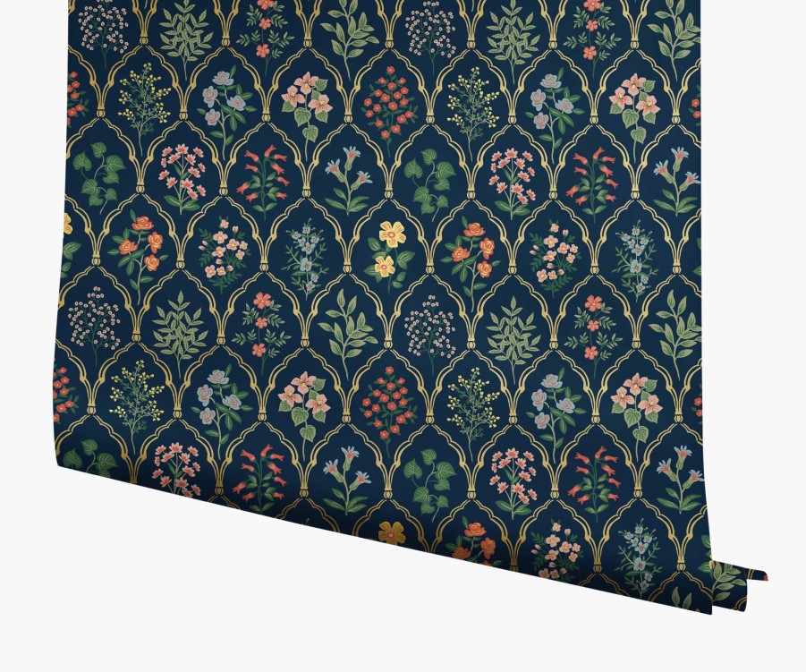 Home RIFLE PAPER Co. Traditional | Hawthorne Wallpaper|Hawthorne Navy Multi Wallpaper Double Roll