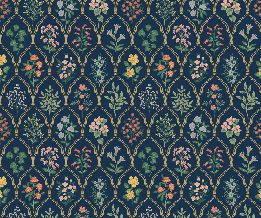 Home RIFLE PAPER Co. Traditional | Hawthorne Wallpaper|Hawthorne Navy Multi Wallpaper Double Roll