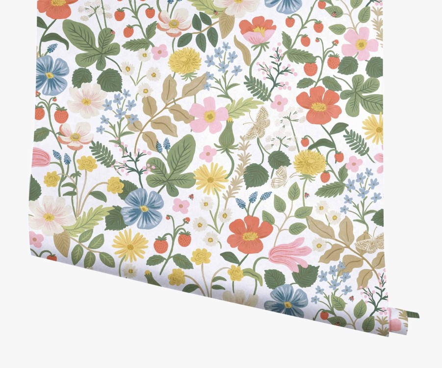 Home RIFLE PAPER Co. Traditional | Strawberry Fields Wallpaper|Strawberry Fields Navy Wallpaper Double Roll