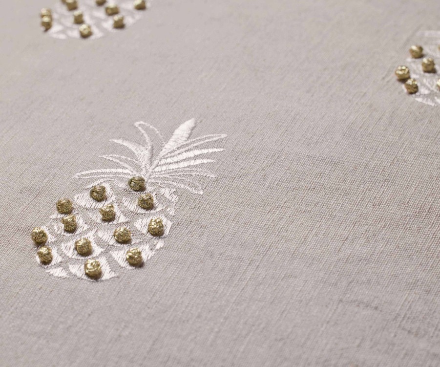 Home RIFLE PAPER Co. Figurative | Pineapple Embroidered Pillow|Pineapple Khaki Embroidered Pillow