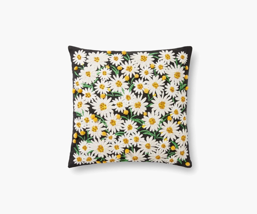 Home RIFLE PAPER Co. Floral | Daisies Embroidered Pillow|Daisies Embroidered Pillow-Khaki