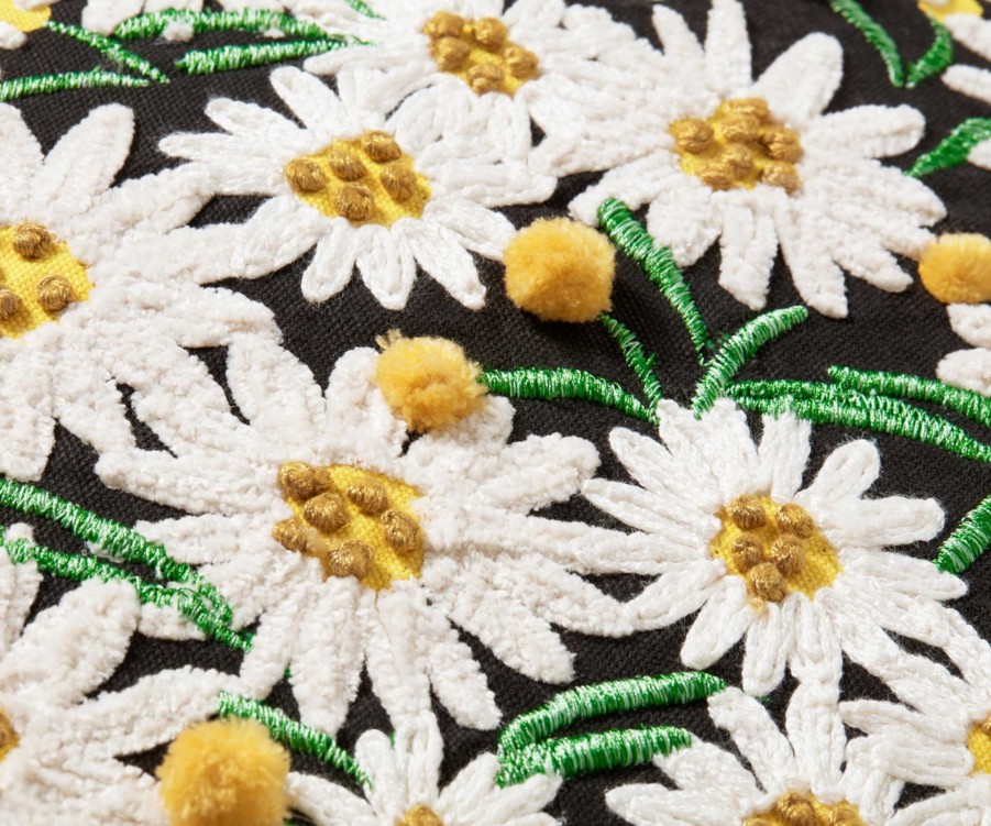 Home RIFLE PAPER Co. Floral | Daisies Embroidered Pillow|Daisies Embroidered Pillow-Khaki