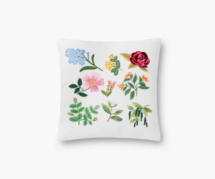 Home RIFLE PAPER Co. Floral | Floral Study Embroidered Pillow|Floral Study Embroidered Pillow-Cream