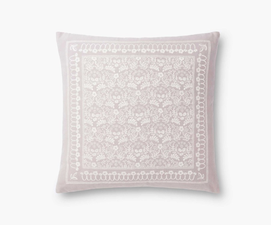 Home RIFLE PAPER Co. Floral | Trellis Embroidered Pillow|Trellis Embroidered Pillow-Grey