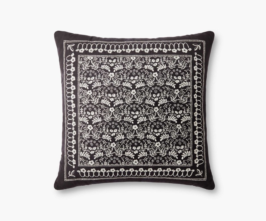 Home RIFLE PAPER Co. Floral | Trellis Embroidered Pillow|Trellis Embroidered Pillow-Grey