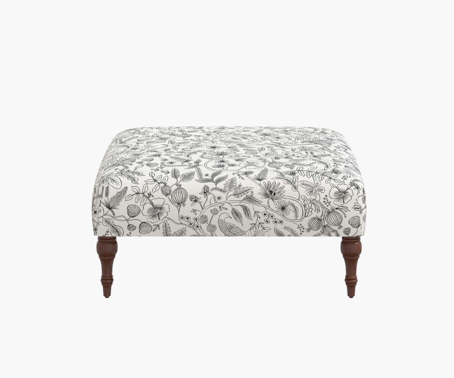 Home RIFLE PAPER Co. Ottomans | Greenwich Ottoman| Black Greenwich Ottoman With Leg