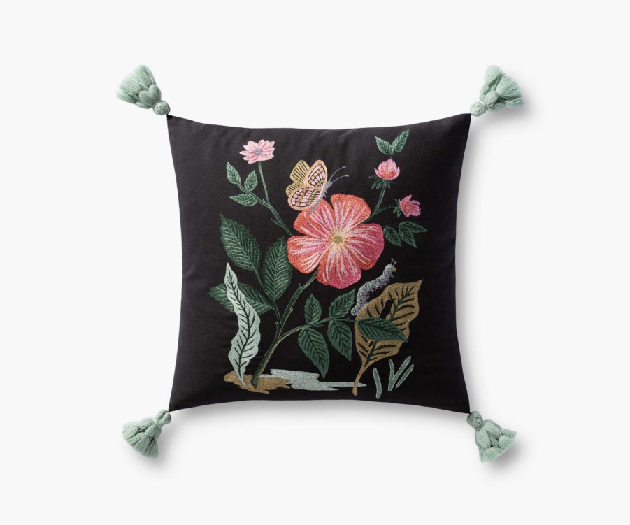 Home RIFLE PAPER Co. Floral | Garden Rose Embroidered Pillow|Garden Rose Embroidered Pillow-Black Multi