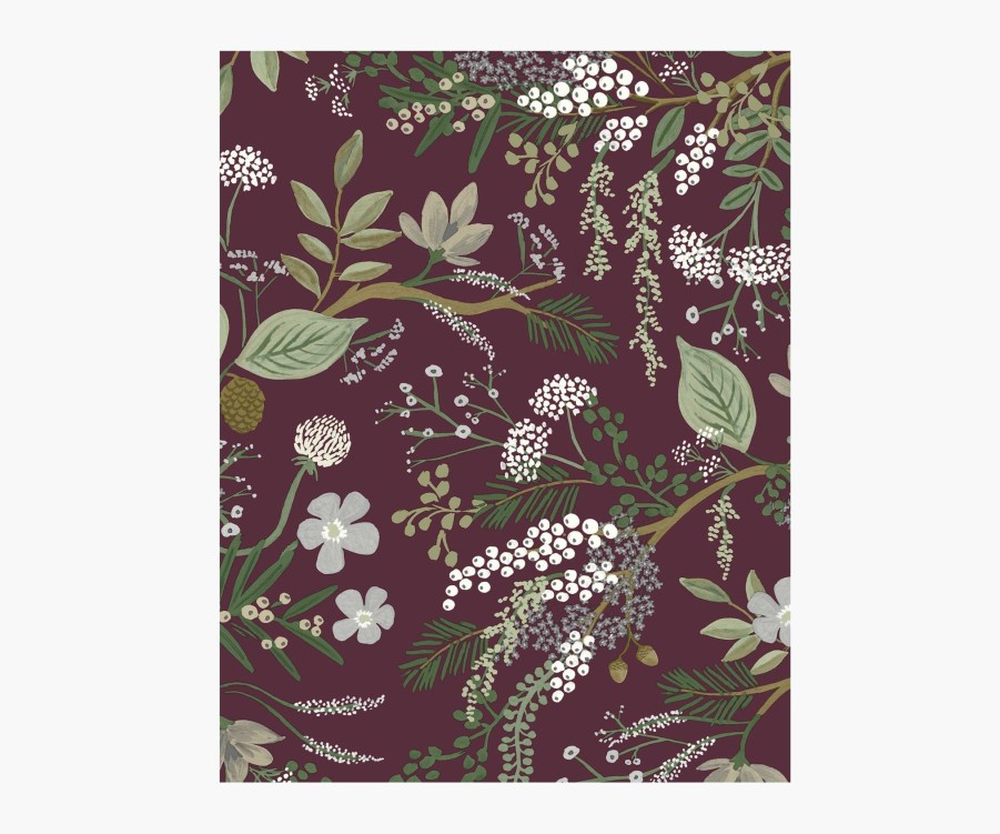 Home RIFLE PAPER Co. Samples | Juniper Forest Wallpaper Sample|Juniper Forest Burgundy Wallpaper Sample