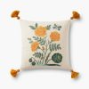 Home RIFLE PAPER Co. Floral | French Marigold Embroidered Pillow|French Marigold Embroidered Pillow-Natural