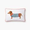 Home RIFLE PAPER Co. Figurative | Dachshund Embroidered Pillow|Dachshund Embroidered Pillow-White