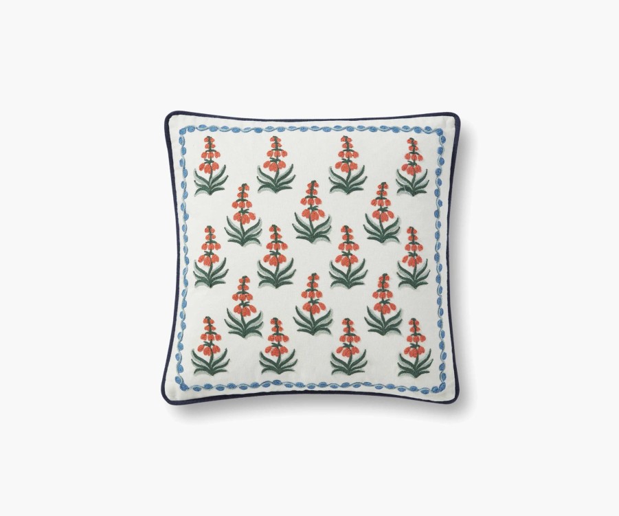 Home RIFLE PAPER Co. Floral | Foxglove Embroidered Pillow|Foxglove Embroidered Pillow-Cream