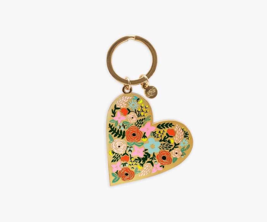 Accessories & Apparel RIFLE PAPER Co. Keychains | Floral Heart Enamel Keychain|Floral Heart Enamel Keychain