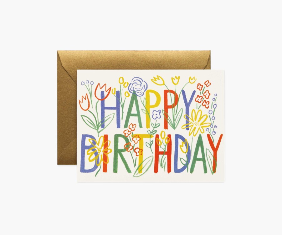 Cards & Occasions RIFLE PAPER Co. Birthday | Brushstroke Birthday Greeting Card|Brushstroke Birthday Greeting Card