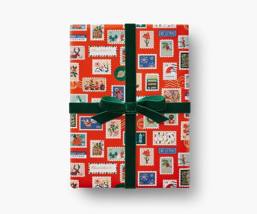 Cards & Occasions RIFLE PAPER Co. Rolls | Holiday Stamps Continuous Wrapping Roll|Holiday Stamps Continuous Wrapping Roll