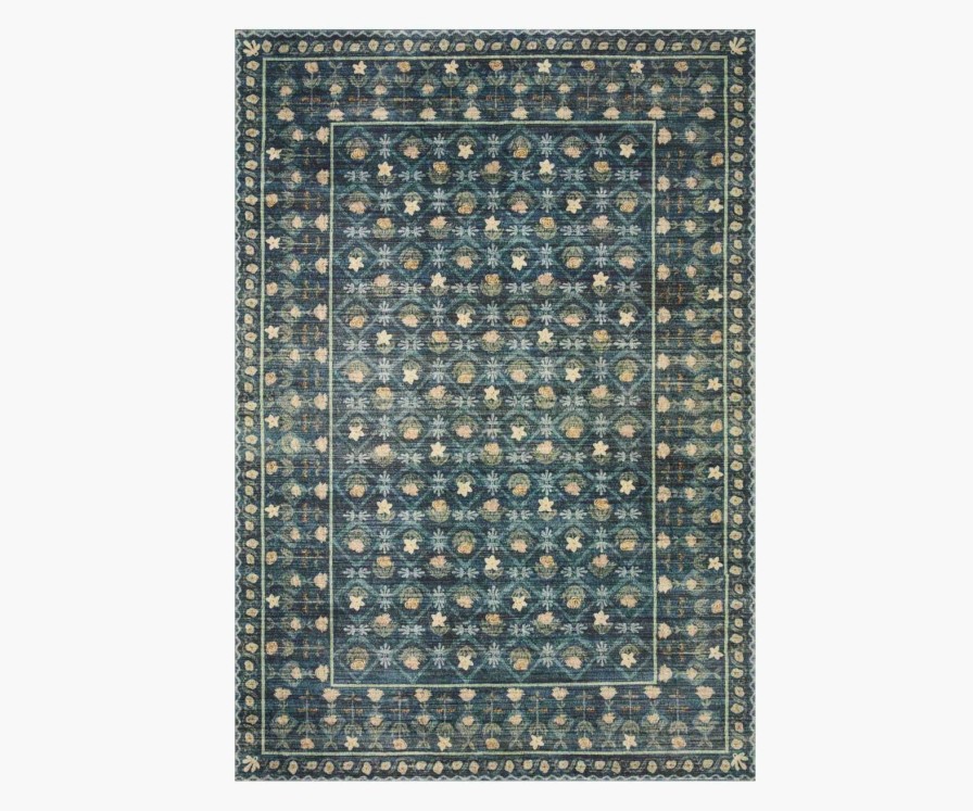 Home RIFLE PAPER Co. Statement | Eden Lattice Printed Rug|Eden Lattice Indigo Power-Loomed Rug 2.3X3.9