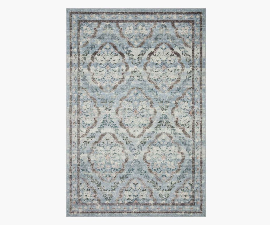 Home RIFLE PAPER Co. Statement | Courtyard Chateau Printed Rug|Courtyard Chateau Blue Rug (2.3X3.9)