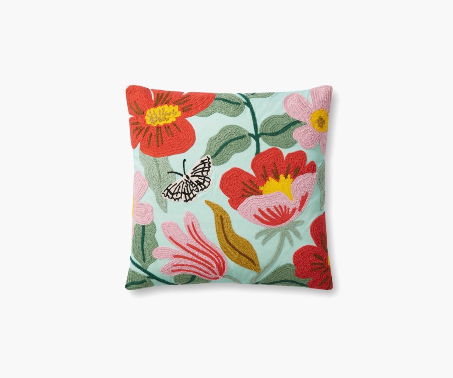 Home RIFLE PAPER Co. Floral | Primrose Embroidered Pillow|Primrose Mint Embroidered Pillow