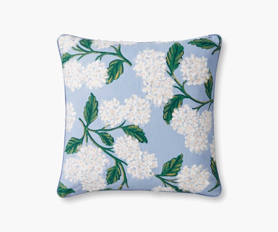 Home RIFLE PAPER Co. Floral | Hydrangea Embellished Pillow|Hydrangea Blue Embellished Pillow