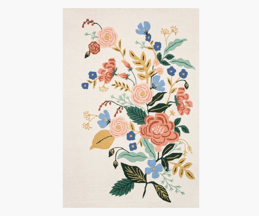 Home RIFLE PAPER Co. Statement | Les Fleurs Floral Vines Ivory Wool-Hooked Rug|Les Fleurs Floral Vines Ivory Wool-Hooked Rug