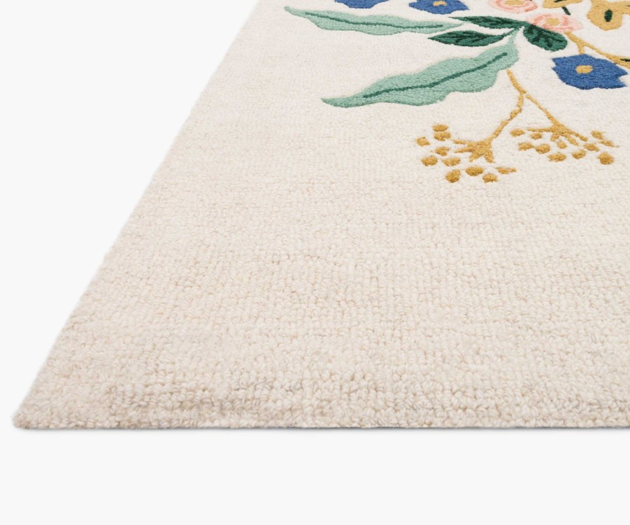 Home RIFLE PAPER Co. Statement | Les Fleurs Floral Vines Ivory Wool-Hooked Rug|Les Fleurs Floral Vines Ivory Wool-Hooked Rug